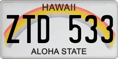 HI license plate ZTD533