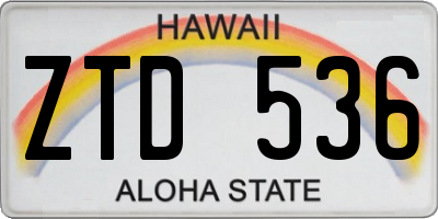 HI license plate ZTD536