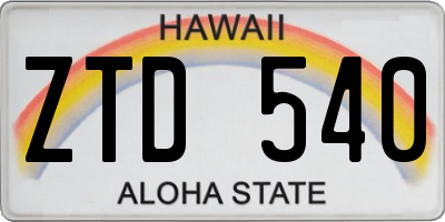 HI license plate ZTD540