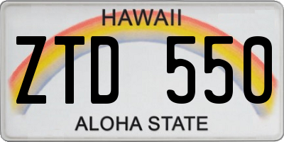 HI license plate ZTD550