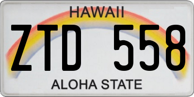 HI license plate ZTD558