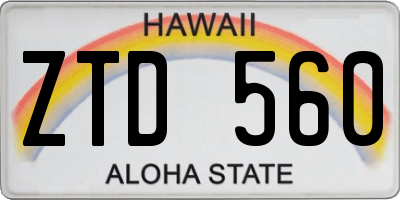 HI license plate ZTD560