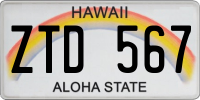 HI license plate ZTD567