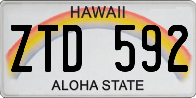 HI license plate ZTD592