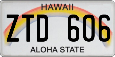 HI license plate ZTD606