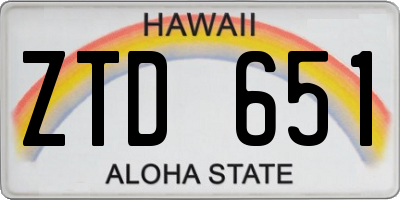 HI license plate ZTD651