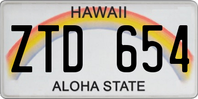 HI license plate ZTD654