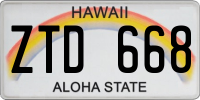 HI license plate ZTD668