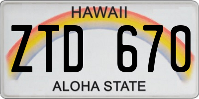 HI license plate ZTD670