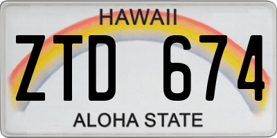 HI license plate ZTD674