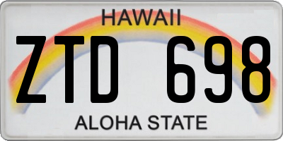 HI license plate ZTD698