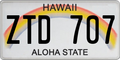 HI license plate ZTD707