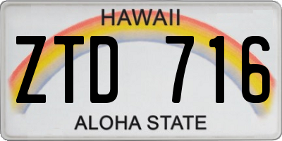 HI license plate ZTD716