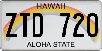 HI license plate ZTD720