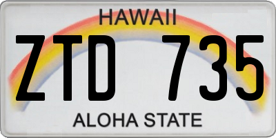 HI license plate ZTD735