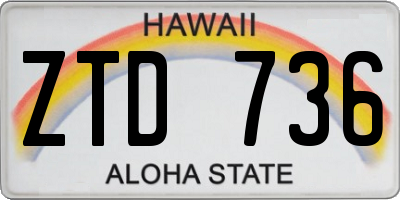 HI license plate ZTD736