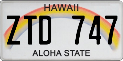 HI license plate ZTD747