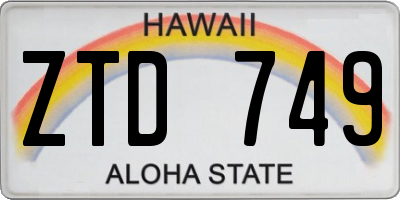 HI license plate ZTD749