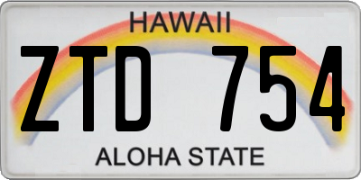 HI license plate ZTD754