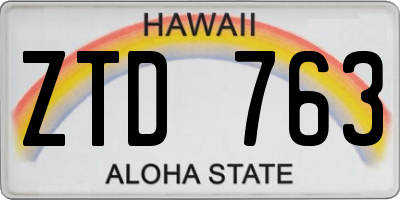 HI license plate ZTD763