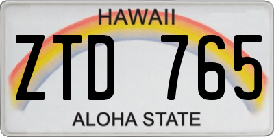 HI license plate ZTD765