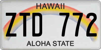 HI license plate ZTD772