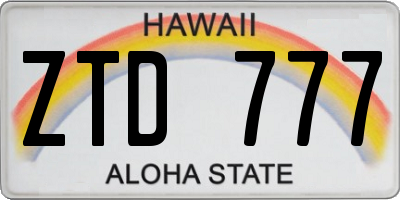 HI license plate ZTD777