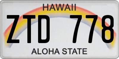 HI license plate ZTD778
