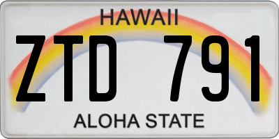 HI license plate ZTD791