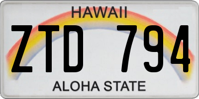 HI license plate ZTD794