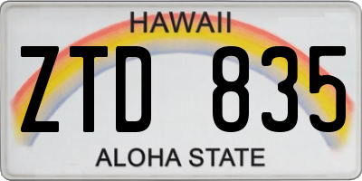 HI license plate ZTD835