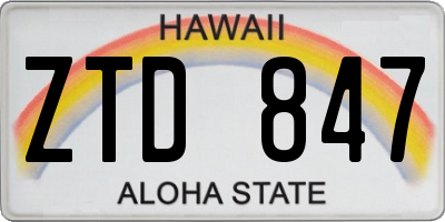 HI license plate ZTD847