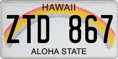 HI license plate ZTD867