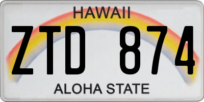 HI license plate ZTD874