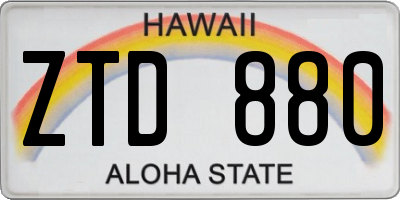 HI license plate ZTD880