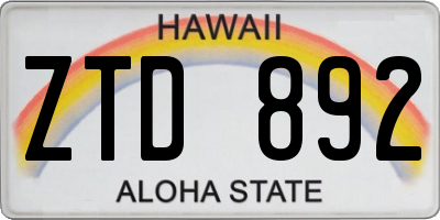 HI license plate ZTD892
