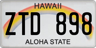 HI license plate ZTD898
