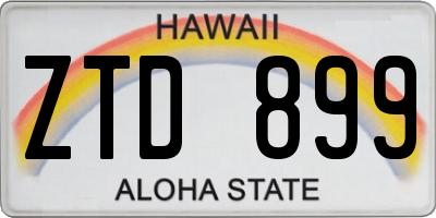 HI license plate ZTD899