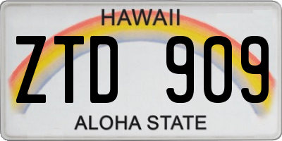 HI license plate ZTD909