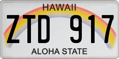 HI license plate ZTD917