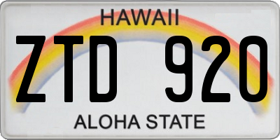 HI license plate ZTD920