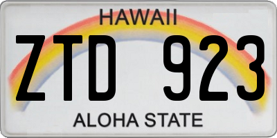 HI license plate ZTD923