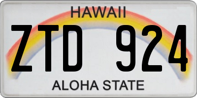 HI license plate ZTD924
