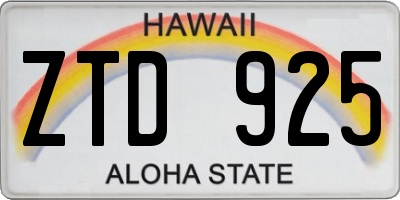 HI license plate ZTD925