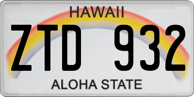 HI license plate ZTD932
