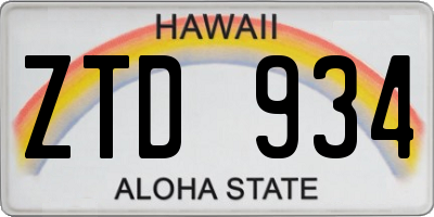 HI license plate ZTD934