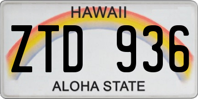 HI license plate ZTD936
