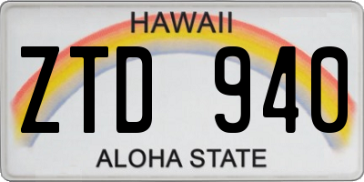 HI license plate ZTD940
