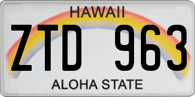 HI license plate ZTD963