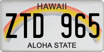 HI license plate ZTD965